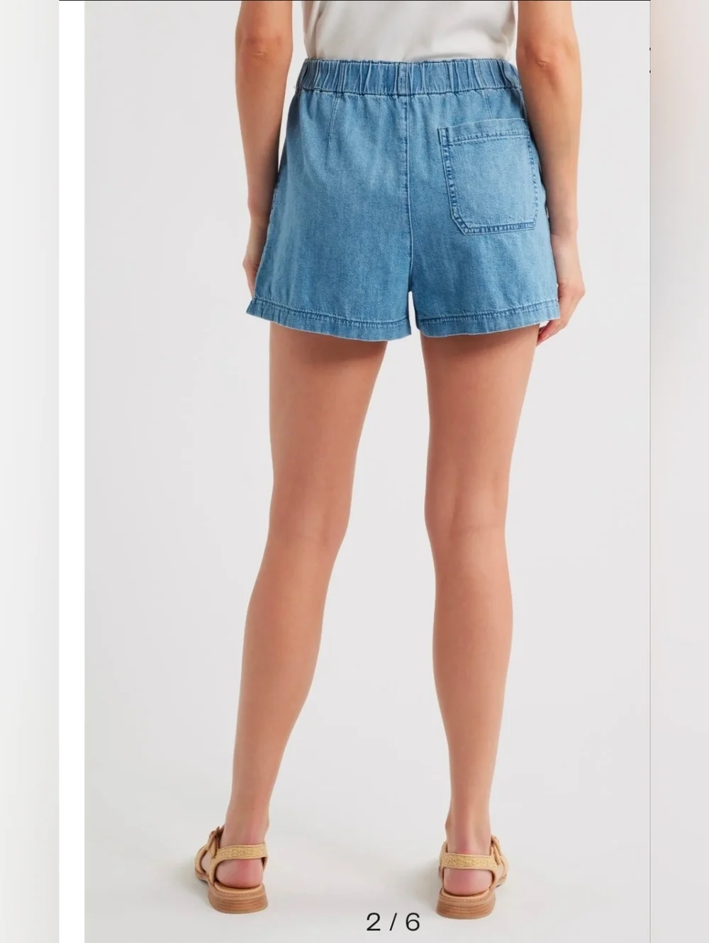 Madewell Shorts Women's M Pull On Elastic Waist Denim Jean 100% Cotton Pockets - Picture 2 of 9